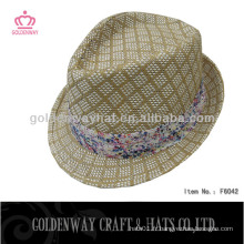 Papier en paille Fedora Hat With Floral Band
